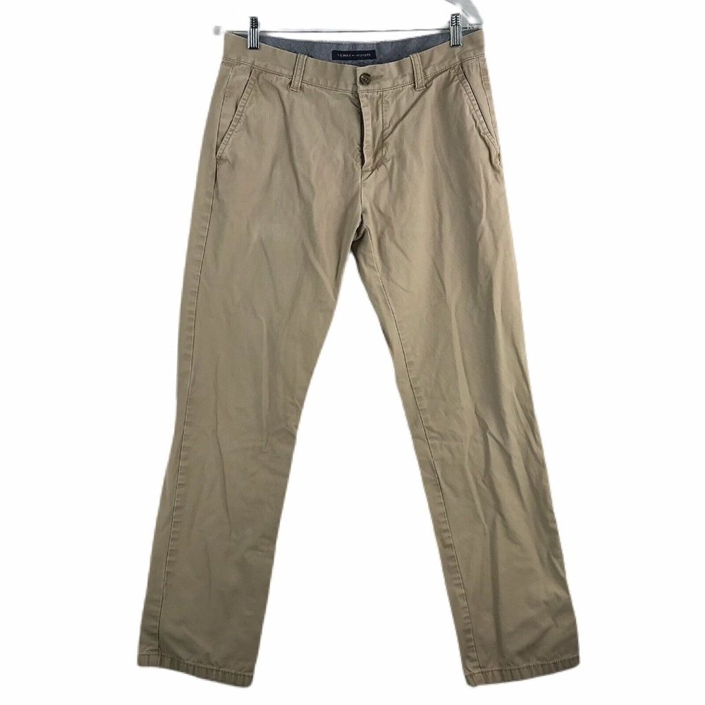 Tommy Hilfiger Womens Khaki Pants 31/32 Beige Mid Rise 28" Inseam 100% Cotton